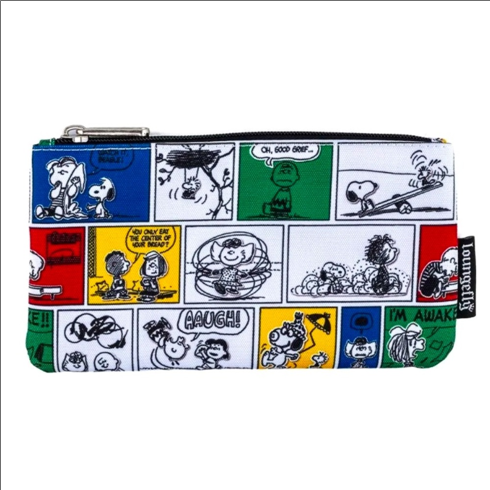 LOUNGEFLY PEANUTS Comic Strip Nylon Pouch NWT 70th Anniversary Collection